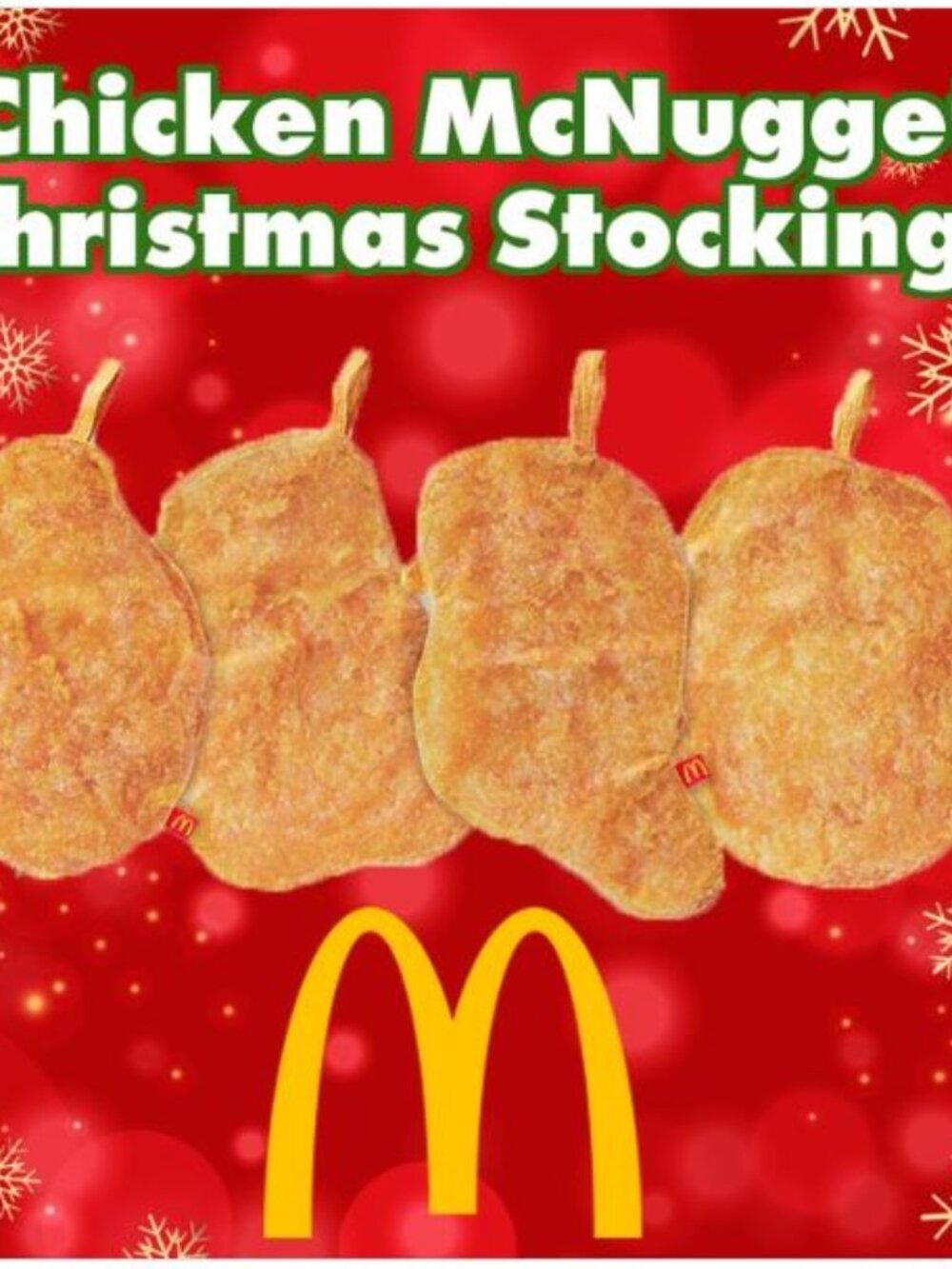 McDonald's Chicken Nugget McNuggets Christmas Stocking BELL SHAPE BNWOT